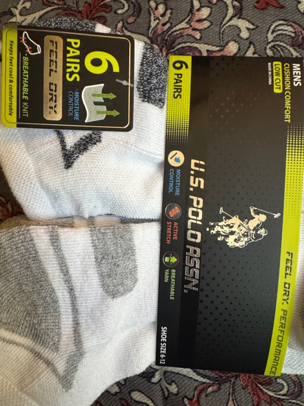 U.S. Polo Assn. White and Gray Low-Cut Performance Athletic Socks - 6 Pack - Picture 5 of 6